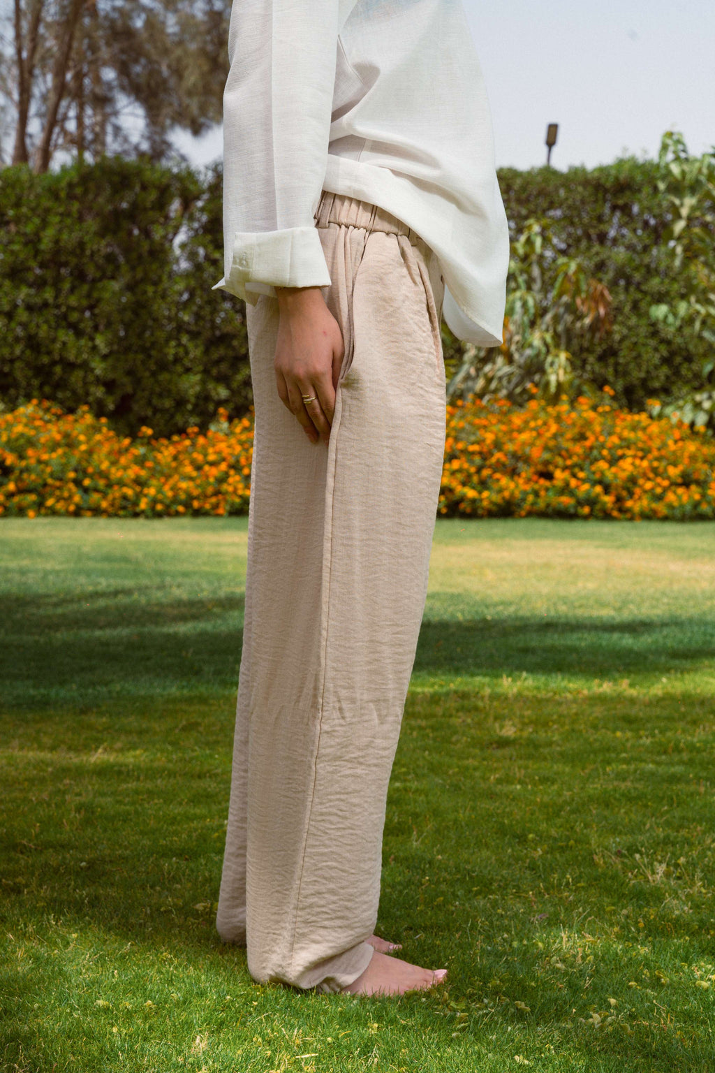 Beige Linen Pants