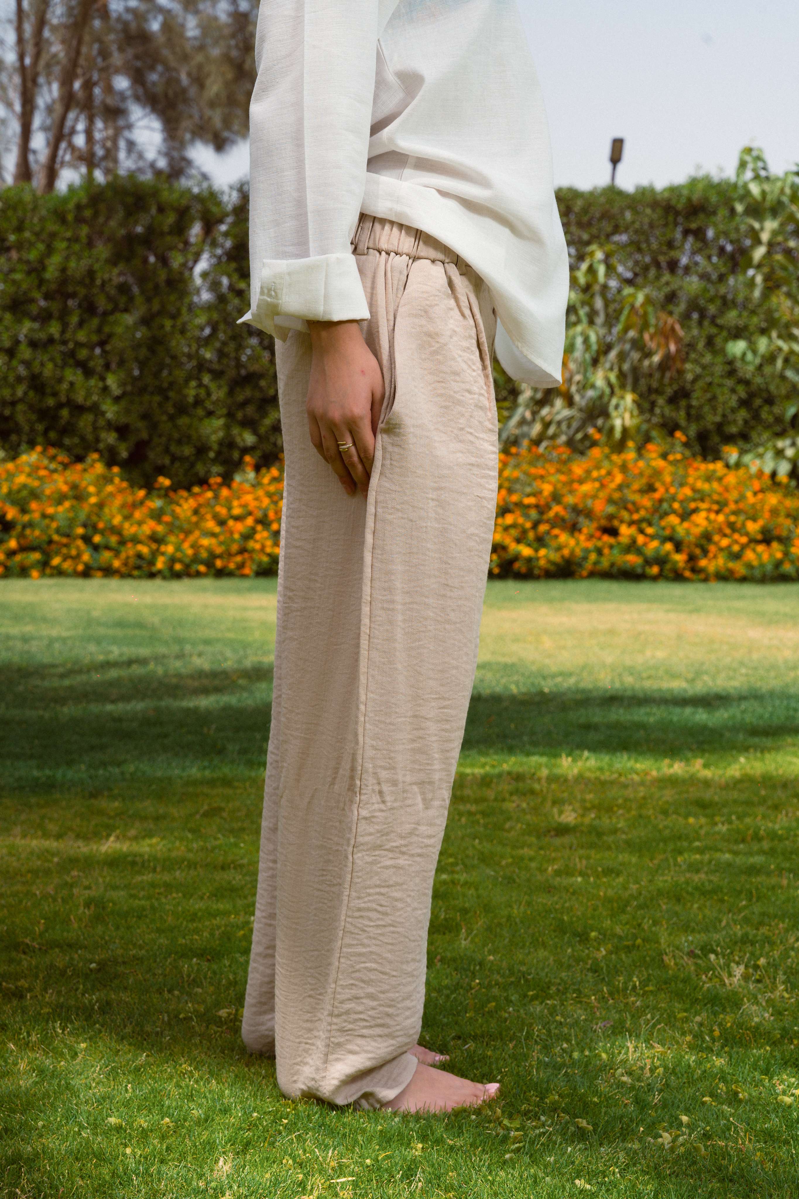 Beige Linen Pants